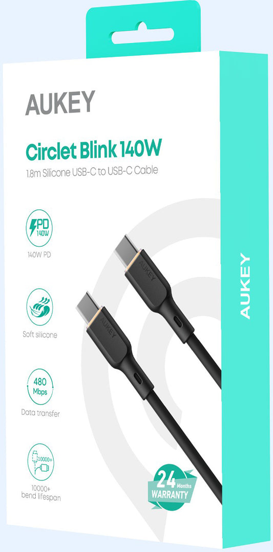 AUKEY Cable USB-C-to-C CB-SCC142 Silicone, 1.8m 140W