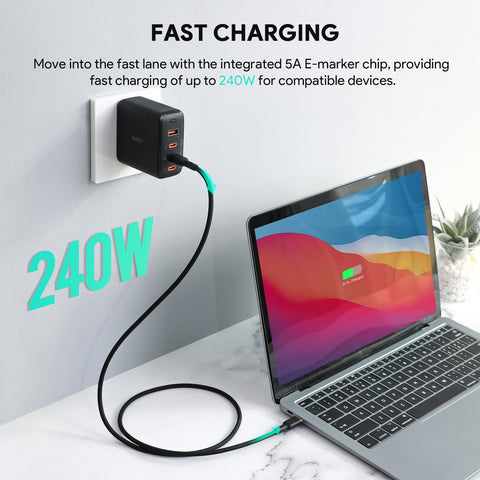 AUKEY Cable USB-C-to-C CB-SCC242 Silicone, 1.8m 240W