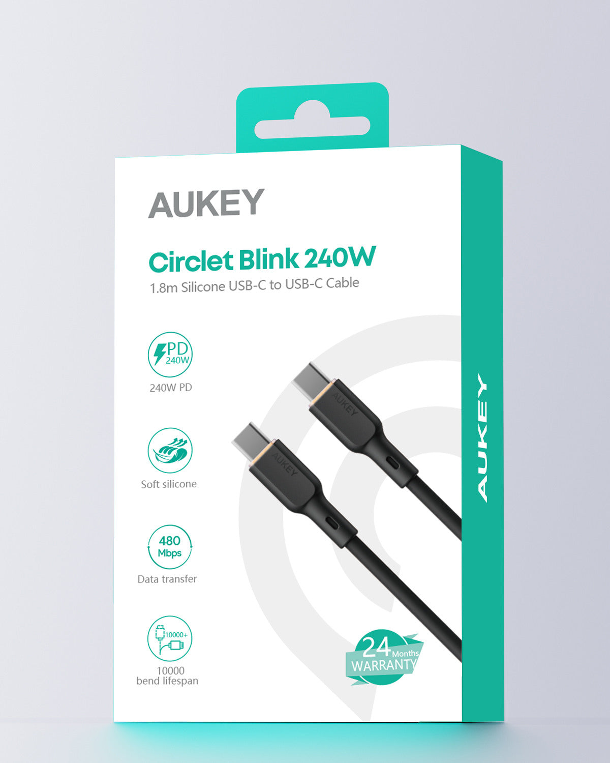 AUKEY Cable USB-C-to-C CB-SCC242 Silicone, 1.8m 240W