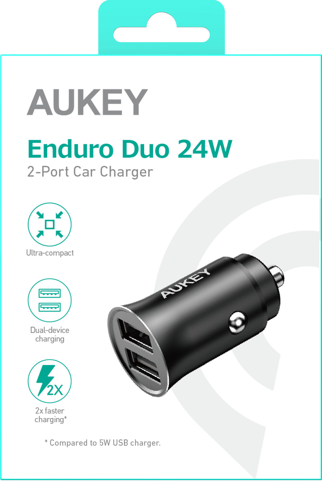 AUKEY Enduro DUO 24W Car Charger CC-Q1 2-Port, USB-type A, black