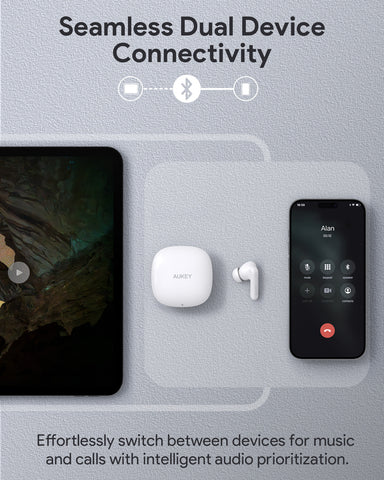 AUKEY Move Portable Earbuds EP-B2 WH TWS, Hybrid ANC White