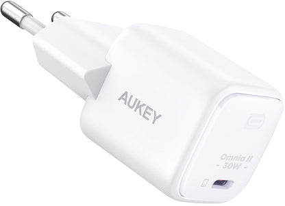 AUKEY Minima 30W GaN USB-C PA-B1L WH Wall Charger, White