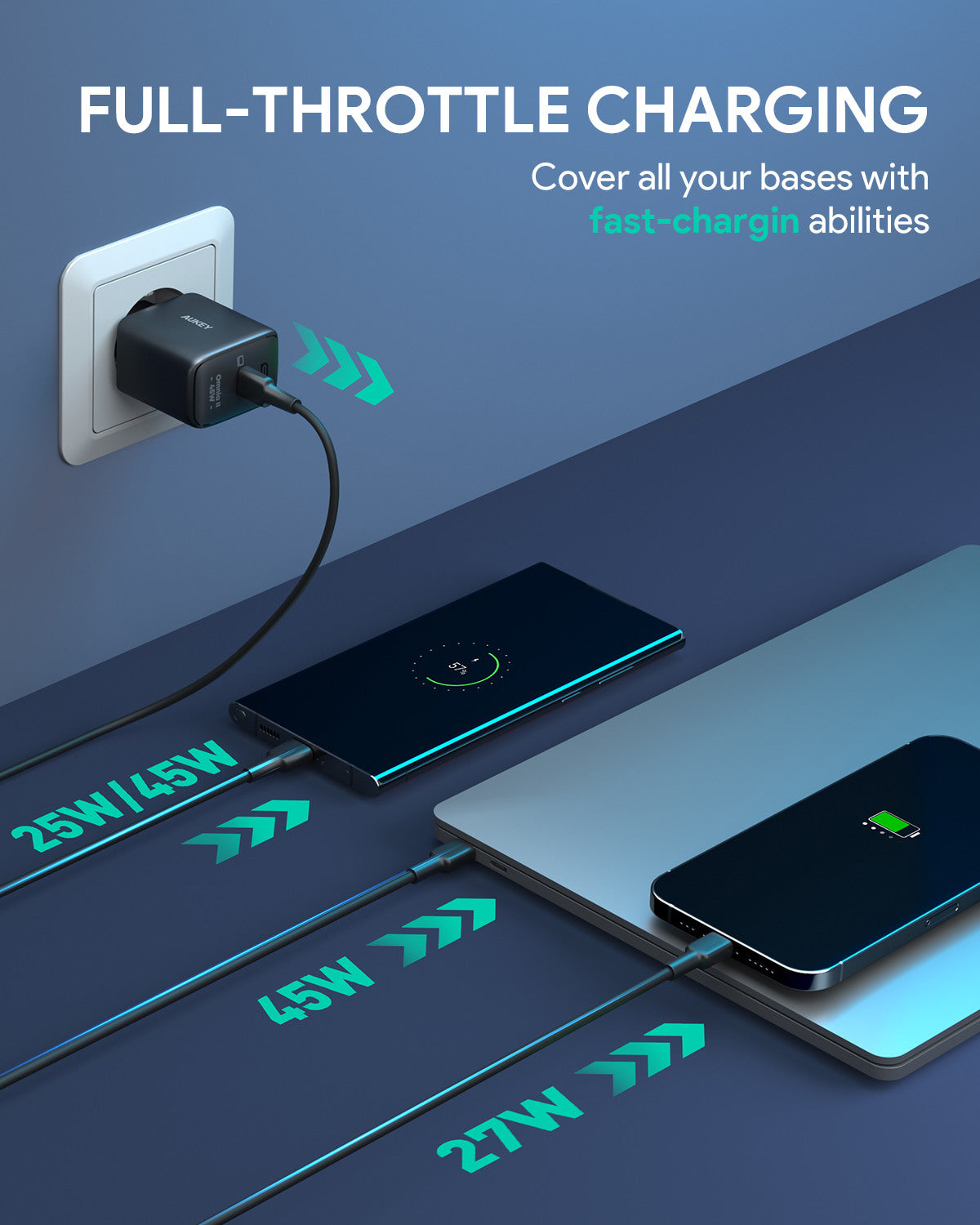 AUKEY Omnia II 45W GaN PD 1-Port PA-B2T BK USB-C Wall Charger