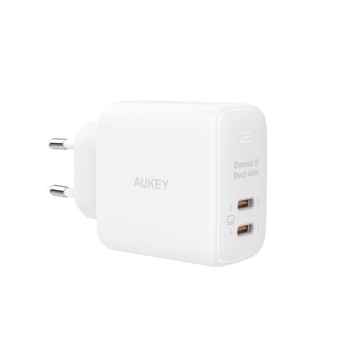 AUKEY Omnia II Dual 45W GaN PD PA-B4T WH 2-Port USB-C Wall Charger W.