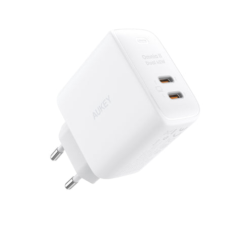 AUKEY Omnia II Dual 45W GaN PD PA-B4T WH 2-Port USB-C Wall Charger W.