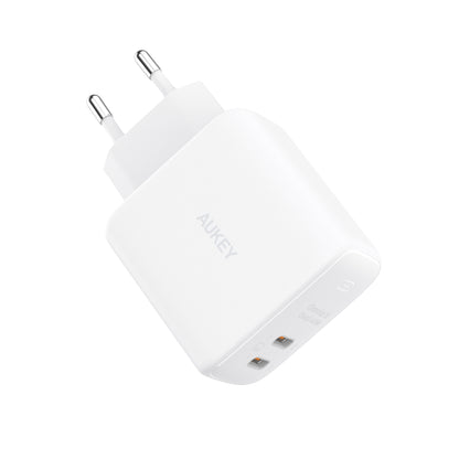 AUKEY Omnia II Dual 45W GaN PD PA-B4T WH 2-Port USB-C Wall Charger W.