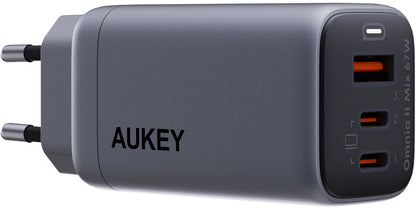 AUKEY OmniaMix II 67W GaN PD PA-B6U GY 3-Port, Wall Charger