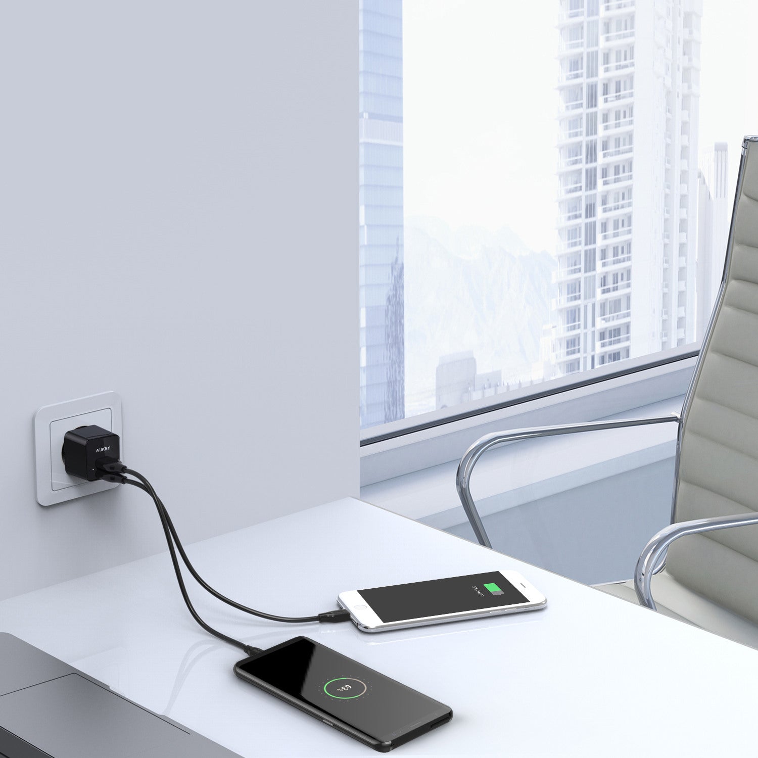 AUKEY Minima Duo USB-A 12W PA-U32 black , Adaptive Charging