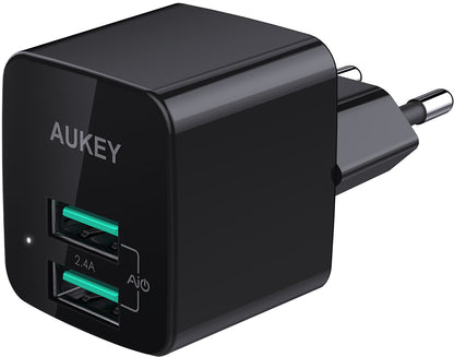 AUKEY Minima Duo USB-A 12W PA-U32 black , Adaptive Charging