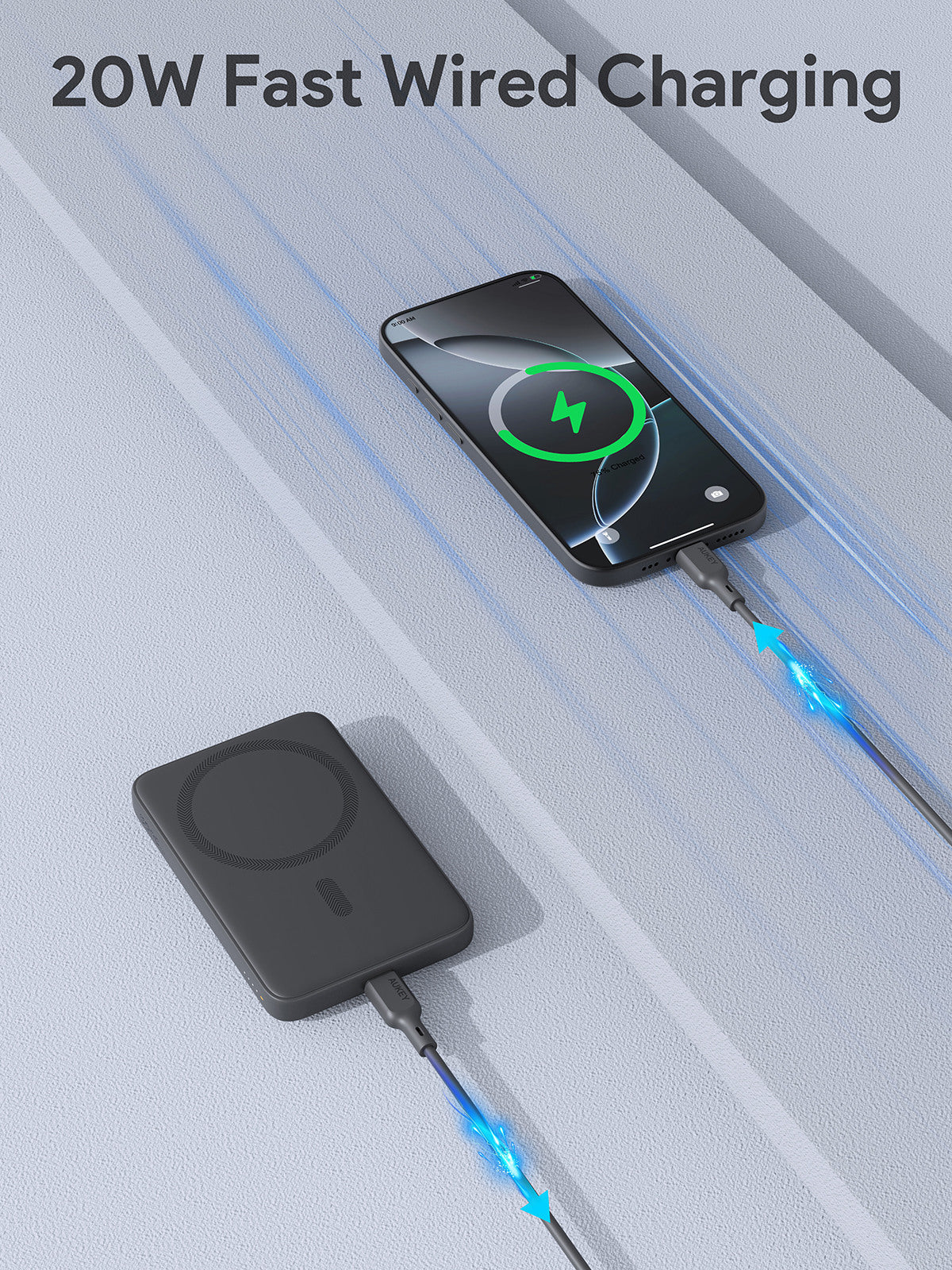 AUKEY MagFusion 5000mAh PB-MS03 GR Powerbank Wireless Grey