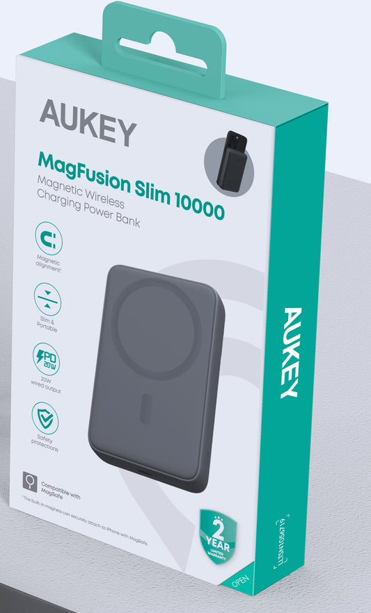 AUKEY MagFusion 10000mAh PB-MS04 GR Powerbank Wireless Grey