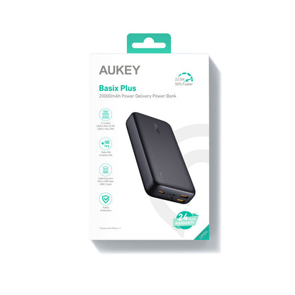 AUKEY Basix Plus 20000 mAh Powerb PB-N74S 22.5W,PD,QC 3.0, black