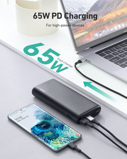 AUKEY Sprint Go 20000mAh Powerb. PB-Y37 black, 65W 2xUSB-C,1x USB-A