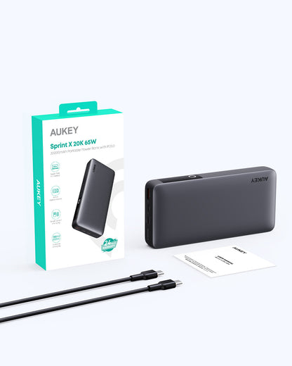 AUKEY SprintX 20000mAh Powerbank PB-Y43 65W PD, Black