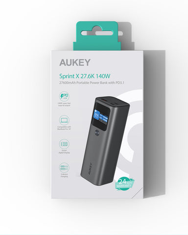 AUKEY SprintX 27600mAh Portable PB PB-Y45 140W PD 3.1, Black