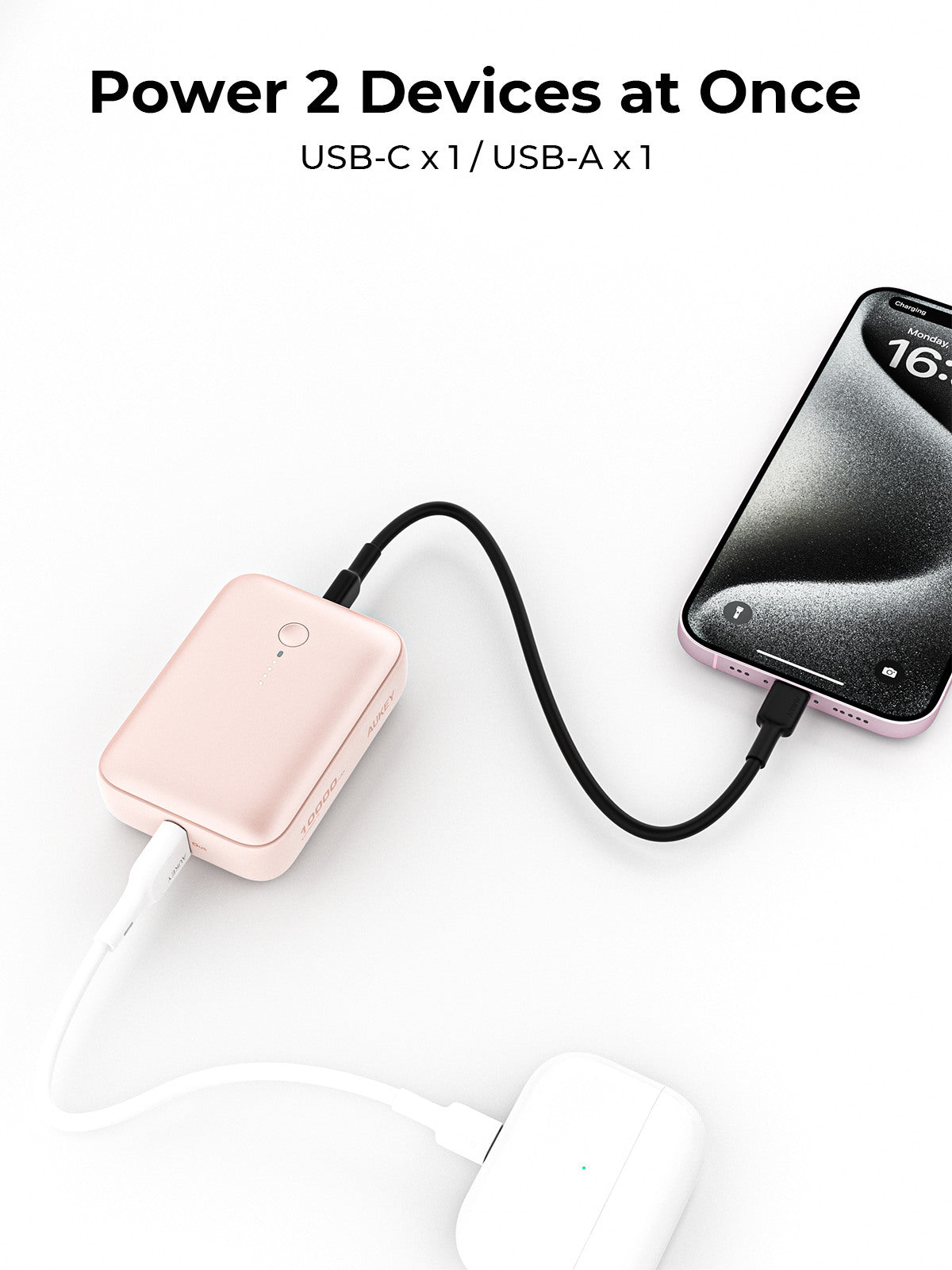 AUKEY Spark Mini 10000, 20W, PD,QC PB-Y55 PI Powerbank,Pink,USB-C,USB-A