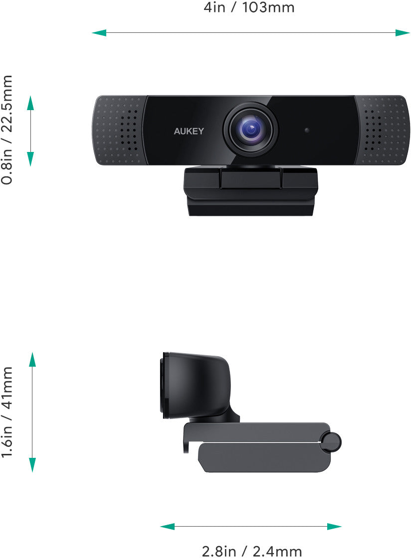 AUKEY Stream Webcam 1080P Dual Mic PC-LM1E black, USB 2.0