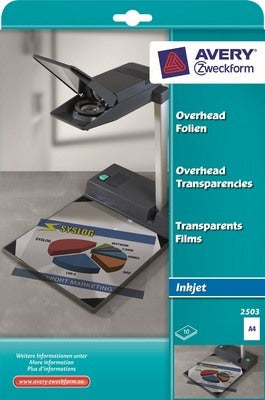 AVERY ZWECKFORM Overhead-Folie A4 2503 0,11mm Inkjet 10 Stk.
