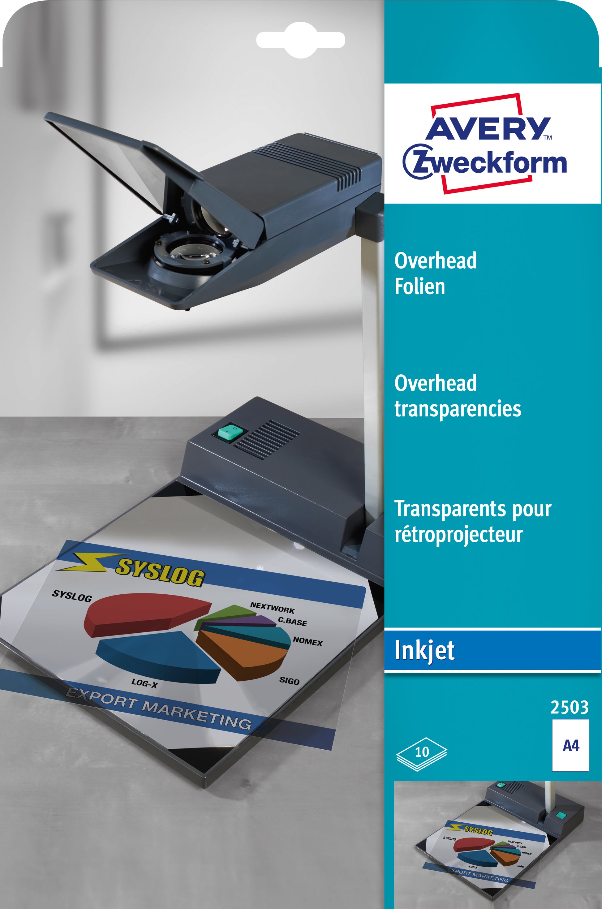 AVERY ZWECKFORM Overhead-Folie A4 2503 0,11mm Inkjet 10 Stk.