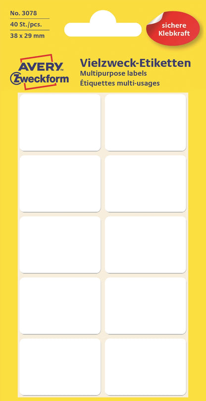 AVERY ZWECKFORM Etiketten 38×29mm 3078Z weiss 40 Stück