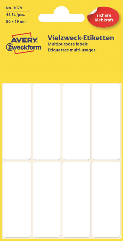 AVERY ZWECKFORM Etiketten 50×19mm 3079Z weiss 48 Stück