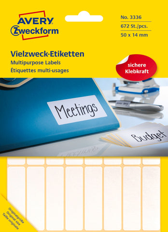 AVERY ZWECKFORM Universaletiketten 50x14mm 3336 weiss 672 Stk./28 Bl.