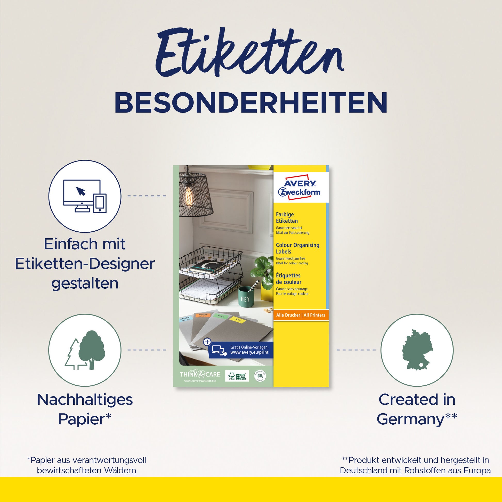 AVERY ZWECKFORM Etiketten A4 3471 blau 100 Stück