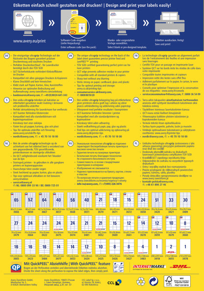 AVERY ZWECKFORM Universal-Etiketten 105x148mm 3483 weiss 400 Stk./100 Blatt