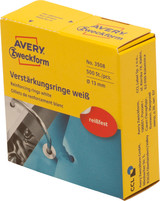 AVERY ZWECKFORM Verstärkungsringe 13mm weiss 3508 500 Stück