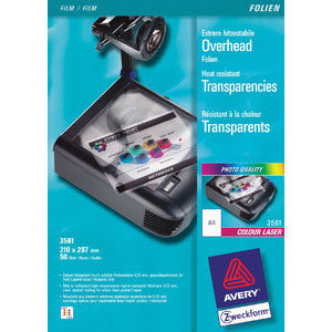 AVERY ZWECKFORM Overhead-Folie A4 3561 0.13mm Color Laser 50 Blatt