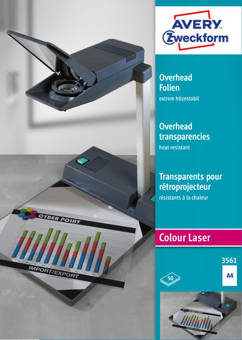 AVERY ZWECKFORM Overhead-Folie A4 3561 0.13mm Color Laser 50 Blatt