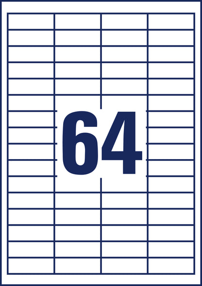 AVERY ZWECKFORM Universal-Etikett. 48.5x16.9mm 3667 weiss 6400 Stk./100 Blatt