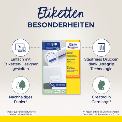 AVERY ZWECKFORM Etiketten (1000 Stück) A4 4780 weiss 1200 Stk./25 + 5 Blatt