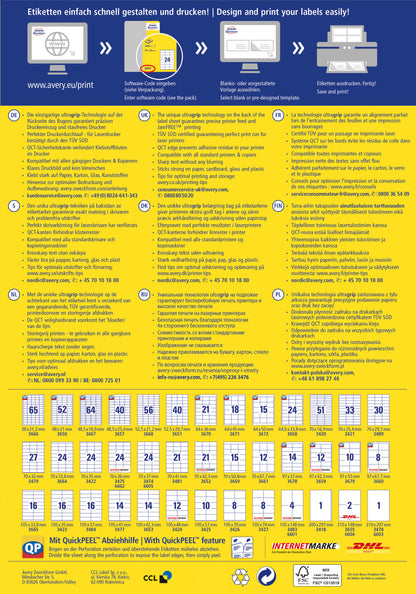 AVERY ZWECKFORM Universal-Etiketten 485x254mm 4780-65 weiss 50+15 Blatt