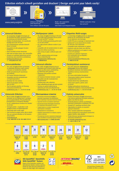 AVERY ZWECKFORM Universal-Etiketten 483x338mm 4789 weiss 30 Blatt
