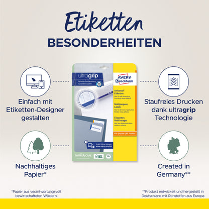 AVERY ZWECKFORM Universal-Etiketten 483x338mm 4789 weiss 30 Blatt
