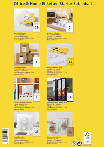 AVERY ZWECKFORM Etiketten Starter-Set 49300Z ass., perm. 15 Blatt