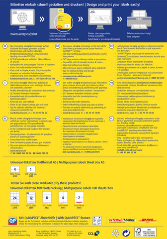 AVERY ZWECKFORM Universal Etiketten 210x148mm 6135 weiss 200 Stk./200 Blatt