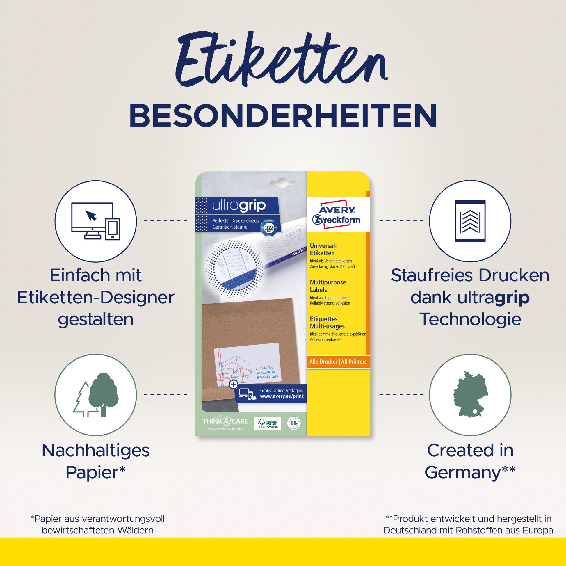 AVERY ZWECKFORM Universal-Etiketten 105x74mm 6138 weiss 30 Blatt