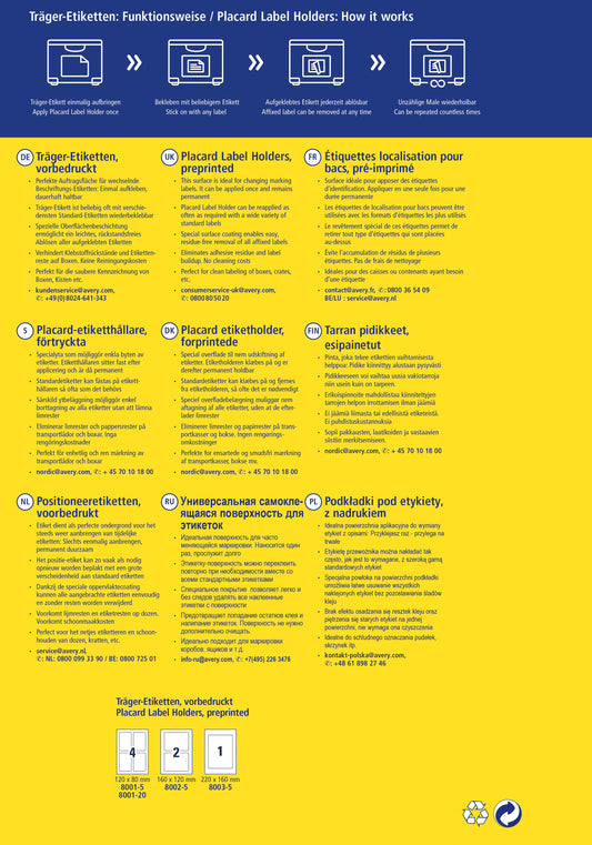 AVERY ZWECKFORM Träger-Etiketten 120x80mm 8001-20 hellgrau 80 Stk./20 Blatt