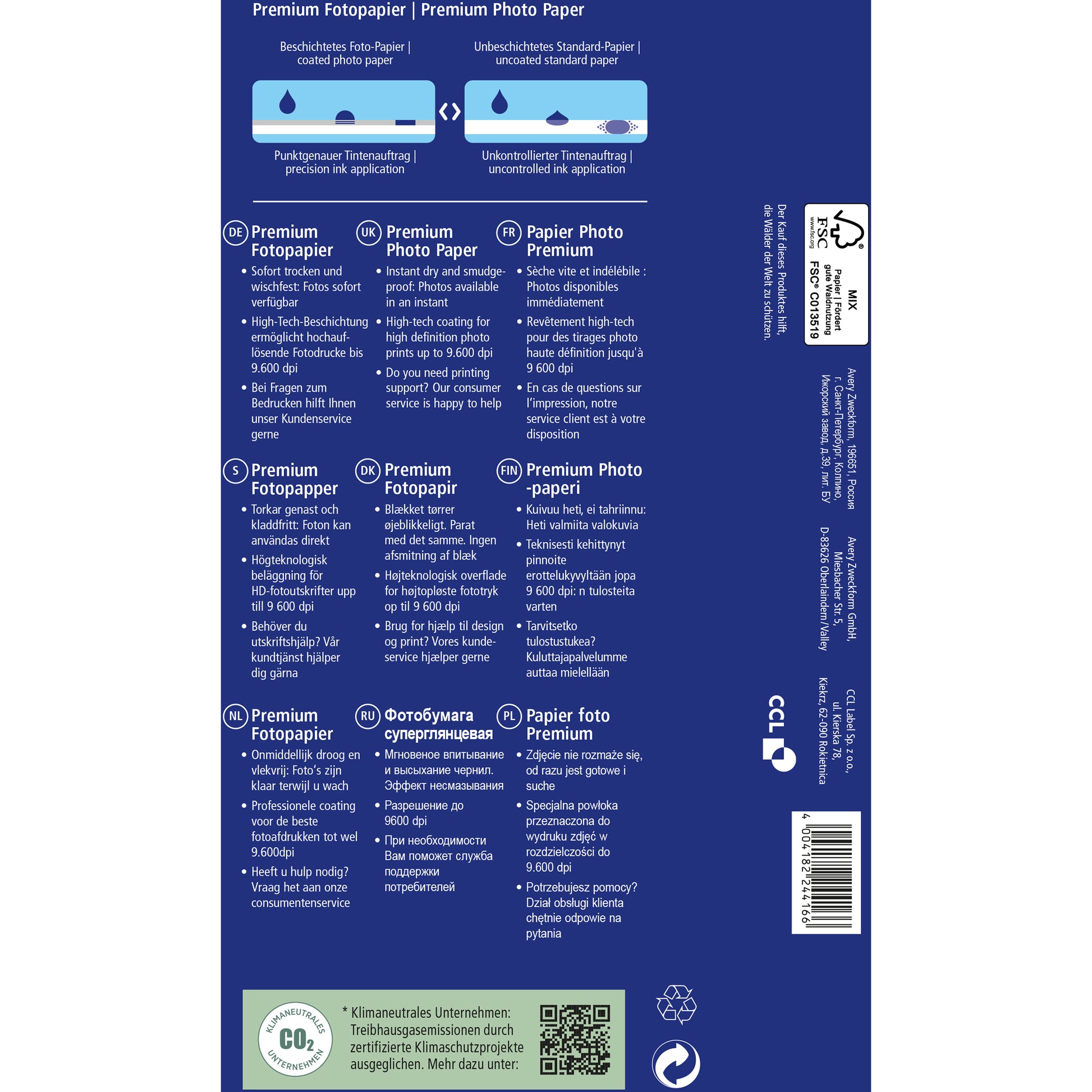 AVERY ZWECKFORM InkJet Fotopapier 10x15cm C2550-50 250g, glossy 50 Blatt