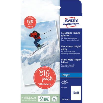 AVERY ZWECKFORM InkJet Photo Paper 10x15cm C2570-100 180g classic 100 Blatt