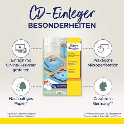 AVERY ZWECKFORM CD-Einleger 151x118mm C32250-25 A4 25 Stk.