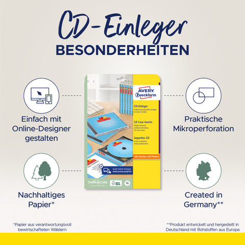 AVERY ZWECKFORM CD-Einleger 151x118mm C32250-25 A4 25 Stk.