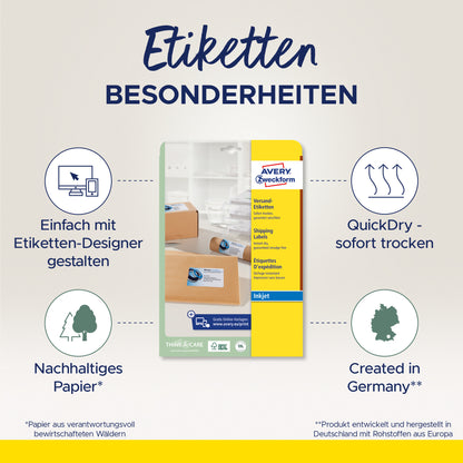 AVERY ZWECKFORM Adressetiketten 99,1x67,7mm J8165-25 weiss 200 Stück