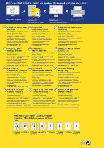 AVERY ZWECKFORM Etiketten Laser 45,7x21,2mm L4778REV8 weiss,wetterfest,ablösbar 8 B.
