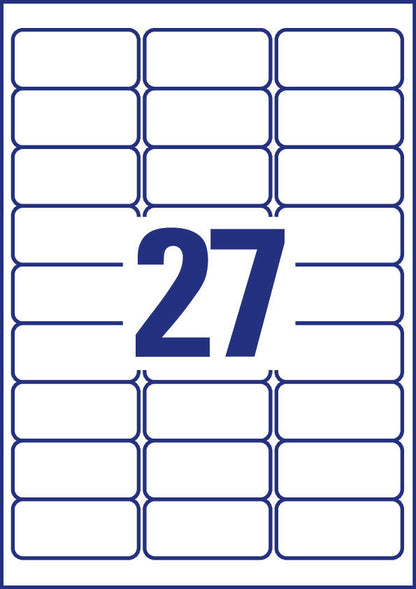 AVERY ZWECKFORM Namensetiketten 63.5x29.6mm L4784-20 Laser, weiss 20Bl./27Stk.