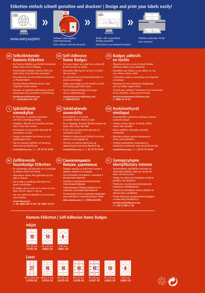 AVERY ZWECKFORM Namensetiketten L4785-20 weiss 80x50mm 200 Stück