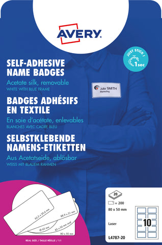 AVERY ZWECKFORM Namensetiketten L4787-20 weiss/blau 80x50mm 200 Stück