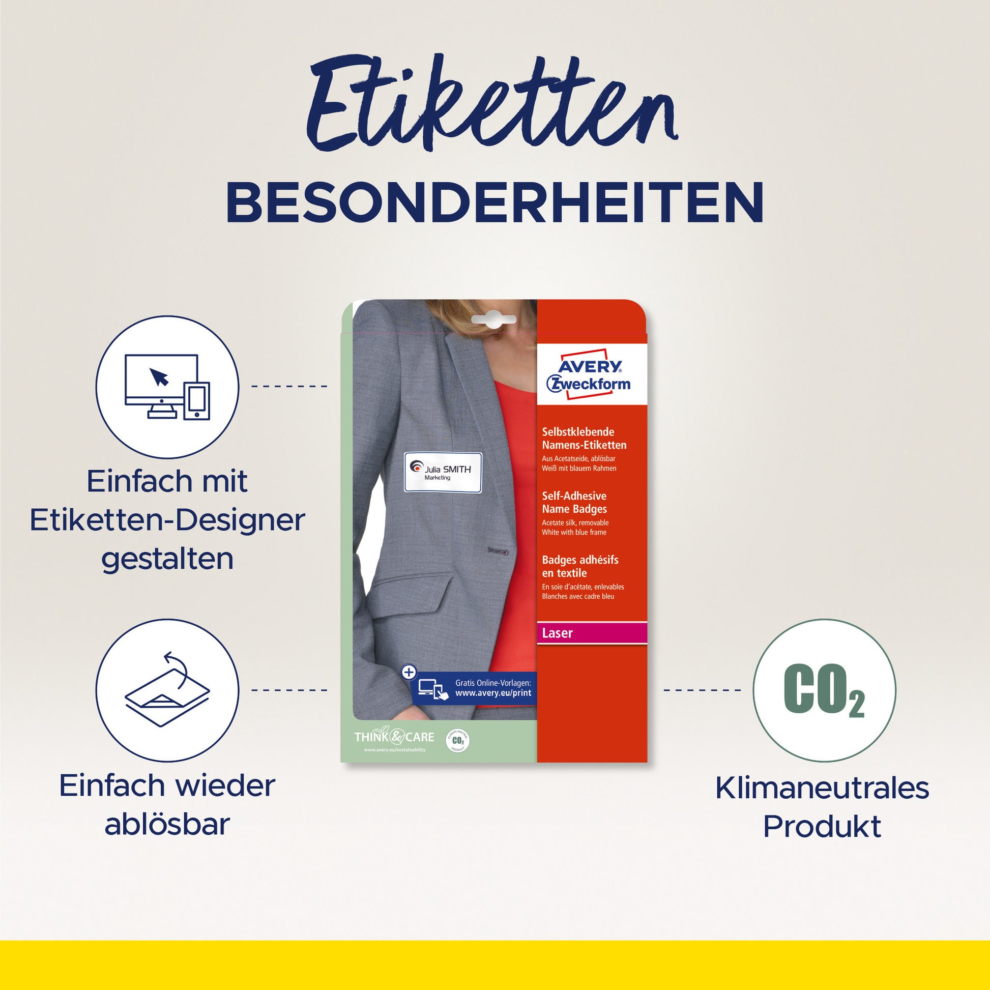 AVERY ZWECKFORM Namensetiketten 85x50mm L4882-20 weiss 20 Blatt/200 Stk.